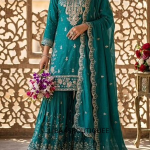 fitted lace wedding dress Purple Kalidar Pishwas for Pakistani Mehndi Dresses  Nameera by Farooq