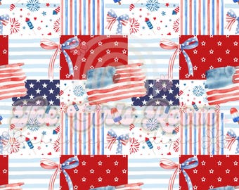 Fourth of July Patchwork, Red White and Blue Seamless File