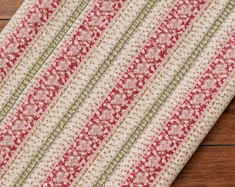 Striped Floral Cotton Fabric by the Yard, Indian Printed Cotton Cloth, Soft Lightweight Cotton Fabric for Sewing, Quilting, Dressmaking