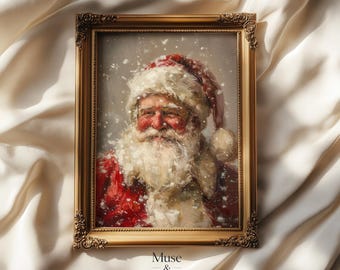 Vintage Santa Claus Portrait, Classic Christmas Wall Art (Digital Download)