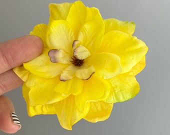 Ready to Ship - Yellow Flower Hair Clip - Realistic Small Hair Clip Yellow Color with Burgundy Center - accent hairstyles