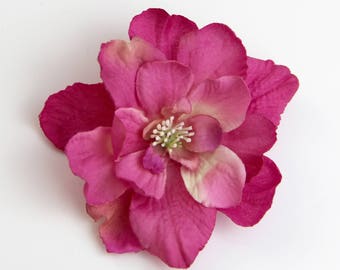 LAST FEW - Magenta Pink Flower Clip --- Small Realistic Flower Floral Hair Clip --- ONE piece - Dark Pink Magenta Hair Clip Accent Gift