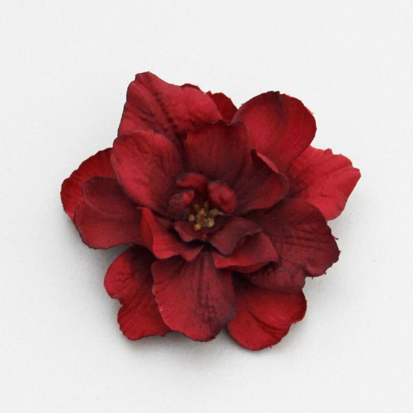Kleine rode bloem haar clip - 1 stuk ----- kant paardenstaart accent - toe te voegen aan jas revers of hoofdband