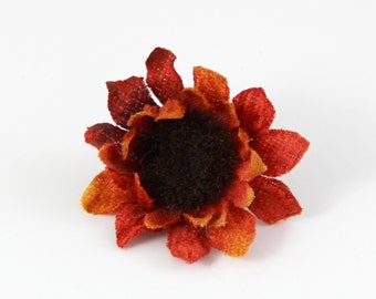 Red Orange Brown Flower - Hair Clips - 1 Piece -- Brick Rust Autumn Fall Flower Clip -- Add to Shoes Pigtails Side Ponytails Hats