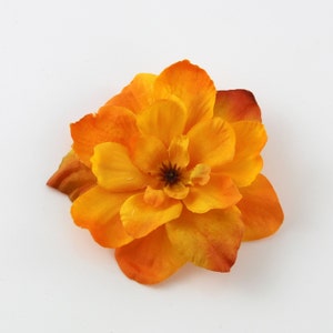 FEW LEFT - Fiery Orange Flower -  Hair Clip - 1 Piece  - Summer Autumn Fall Warm Tangerine Red Orange Color - Realistic Accent any hairstyle