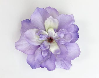 残りわずか - ラベンダーパープルカラーの花柄ヘアクリップ - 1個 - かわいい小さな薄紫色のパステルフラワークリップ、サイドポニーテールのアクセント - サイズをお選びください