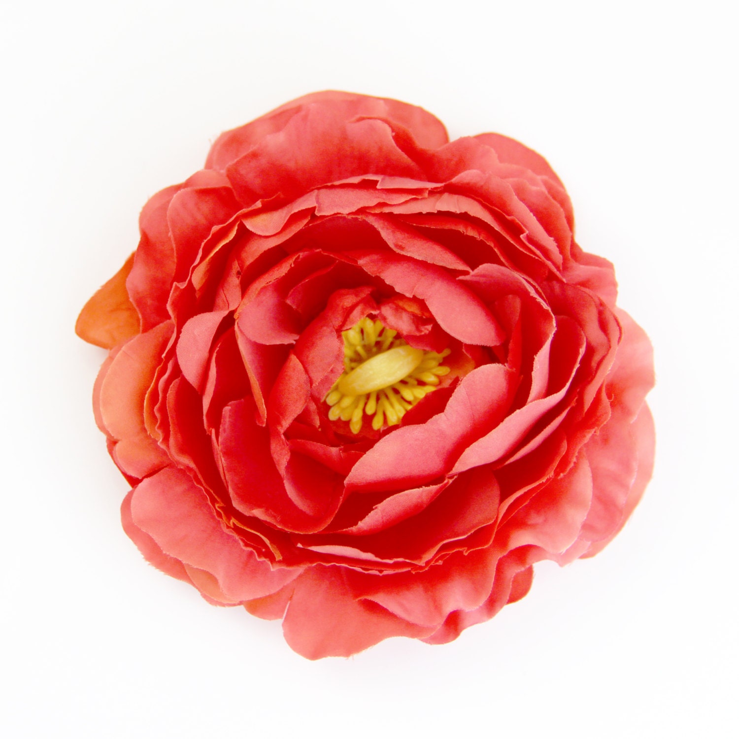 Dark Coral Pink Ranunculus Flower Hair Clip and Pin Salmon Etsy