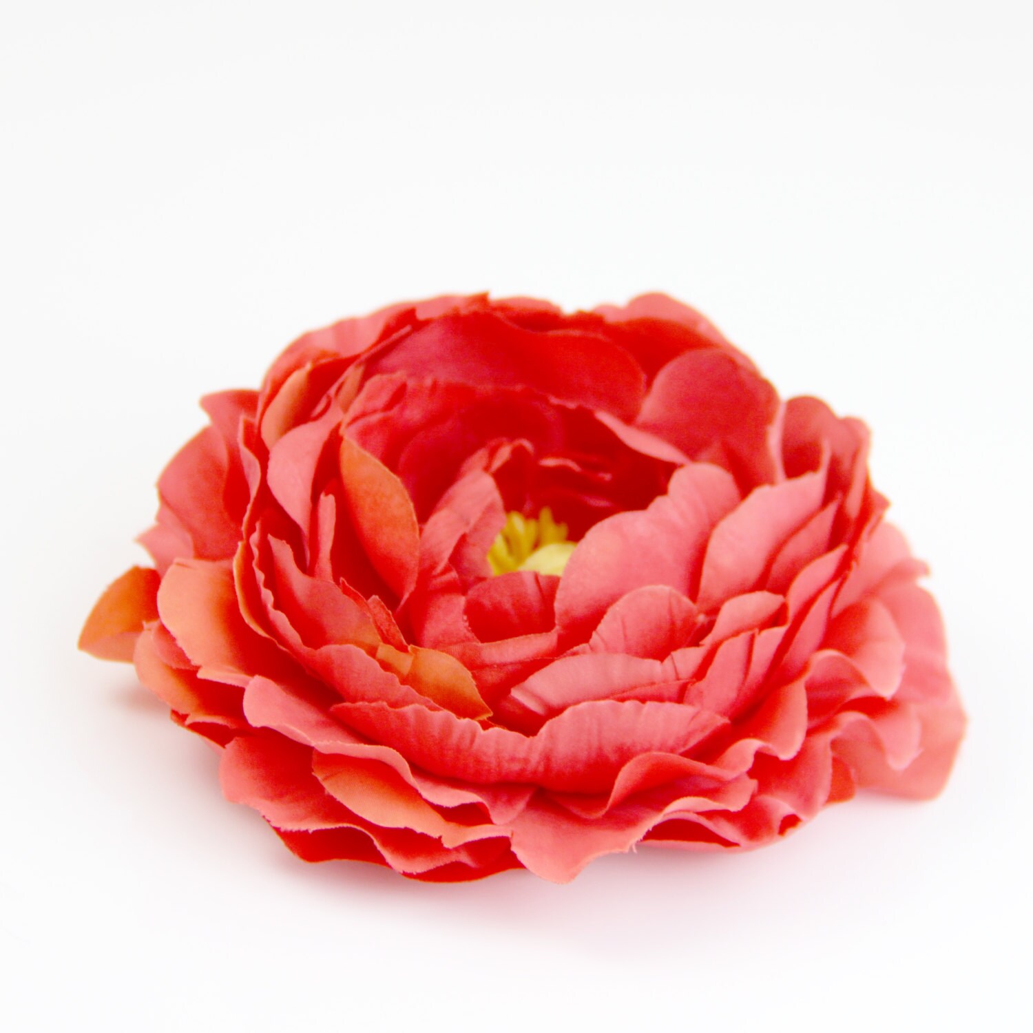 Dark Coral Pink Ranunculus Flower Hair Clip and Pin Salmon Etsy