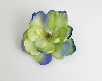 Small Blue Green Tinted Flower Hair Clip - Small Hair Clip - ONE Piece - Blue Royal Realistic flower accent any hairstyle