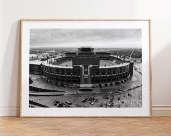 Lambeau Field Stadium, Green Bay Packers, Fan Poster, NFL Print, Fan Poster, Black and White, Sport Decor, American Football Stadium Print