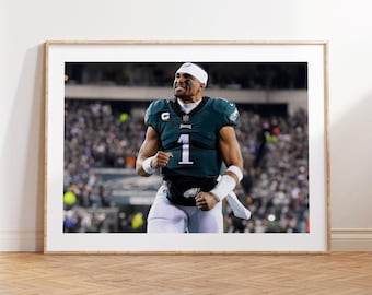 Jalen Hurts Poster, Philadelphia Eagles, NFL Sports Print, Game Day Decor, Football Fan Gift, Teen Room Decor, Sport Decor,Photograph Prints