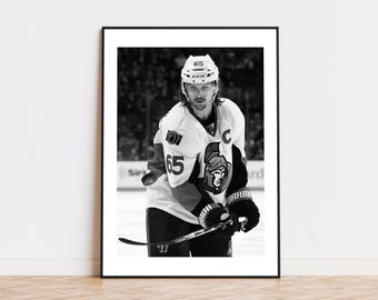 Erik Karlsson Print, Ottawa Senators, All-Star team, Sweden Player, NHL, Black and White Wall Art, Hokey Fans Gift, Sport Gift, Sport Decor