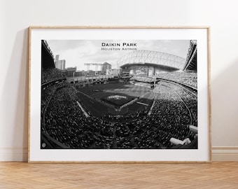 Daikin Park Print, Enron Field, Houston Astros, MBL Print, Fan Poster, Black and White,Sport Decor,Baseball Gift, Baseball Stadium Print