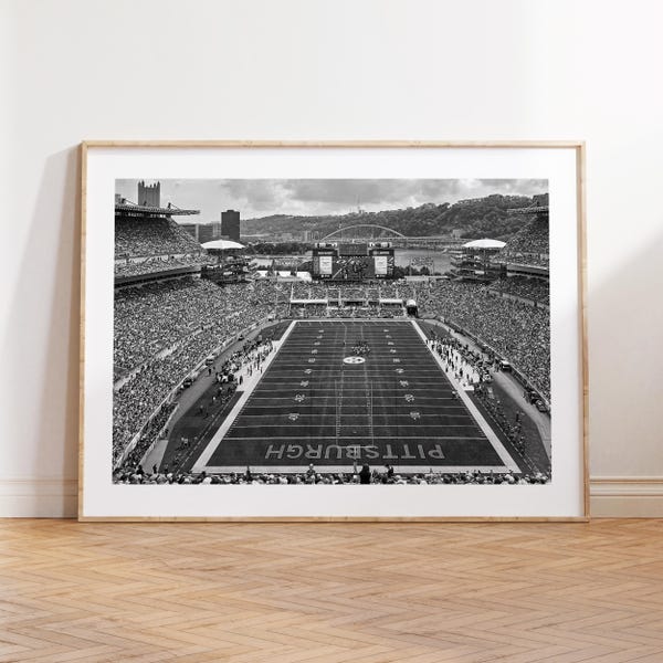 Acrisure Stadium, Heinz Field Stadium, Pittsburgh Steelers, NFL, Fan Print, Black and White, Sport Decor, American Football Stadium Print