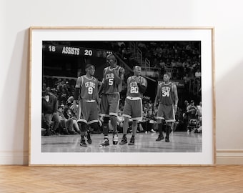 Boston Celtics 2008, Atlantik-Gruppe, Schwarzweiß-Wandkunst, All-Star, Fotografie, Basketball Geschenk, Fan, NBA-Fangeschenk, NBA-Druck