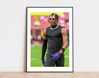 Justin Jefferson Poster, Minnesota Vikings Print, NFL Wide Receiver Print, Football Fan Gift, Sport Decor, Teen Room Decor,Photograph Prints