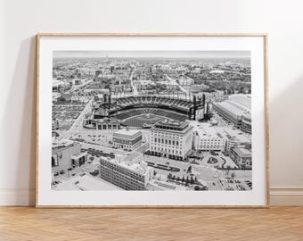 Comerica Park Poster, Detroit Tigers Stadium, Baseball Wall Art, MLB Stadium, Detroit Sports Decor, Black and White, Sport Bedroom Decor
