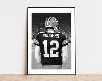 Aaron Rodgers Poster, New York Jets, NFL Print, Fan Print, Black and White Wall Art, Sport Poster, Photograph Prints, American Football Gift