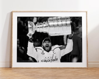 Alexander Ovechkin Print, Stanley Cup, The Great 8, Ovi, Black and White Wall Art, Hokey Fans Gift, Sport Gift, Sport Decor, NHL Gift