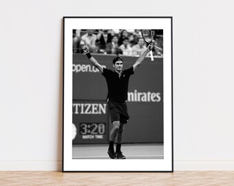 Roger Federer Print, Federer, Swiss Tennis, Black and White Wall Art,Photograph Prints,Tennis Gift, ATP Fans, Sport Gift,Sport Bedroom Decor