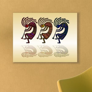 Kokopelli Art  &quot;Horn Players&quot; wall art, Cotton Giclee canvas wrap, Kokopelli, Limited Edition, FUN ORIGINAL ART!  Limited Edition