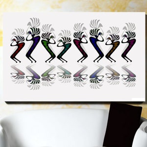 Kokopelli Line Dance Wall Art Cotton Giclee canvas wrap