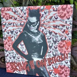 BRING IT ON original Catwoman art, canvas giclee, studio prop art