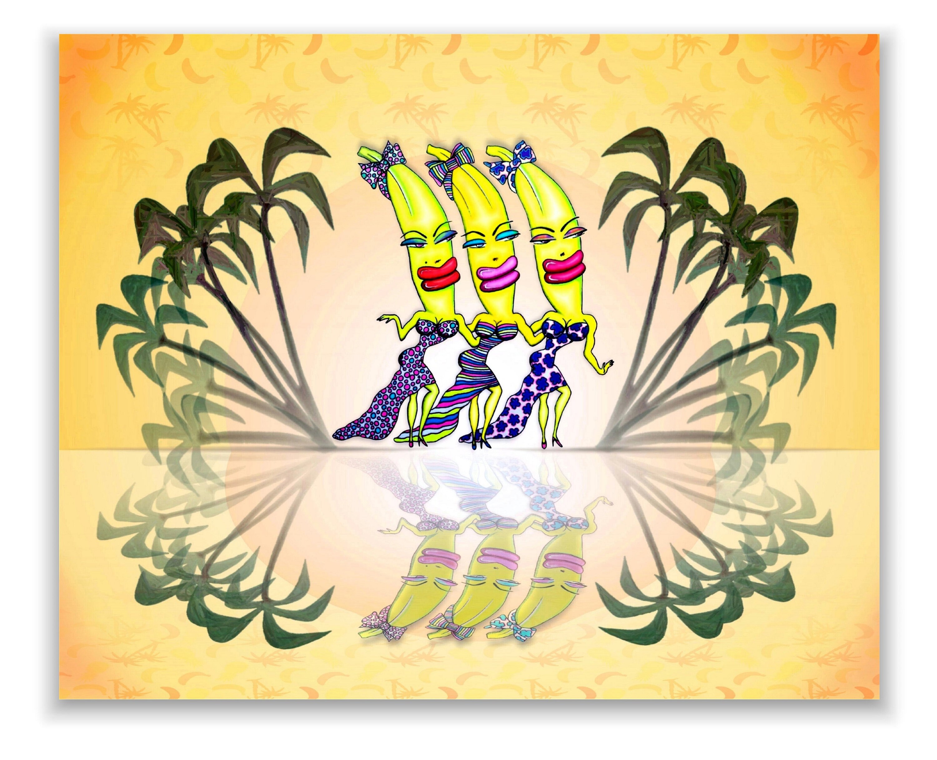 Banana Girls Tropical Retro Dancers Etsy