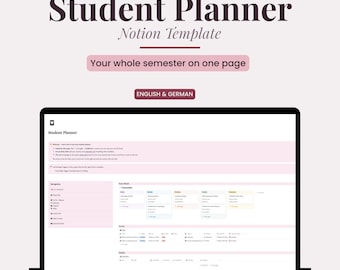 Notion Student Planner | Timetable, Assignments, Exams & Grades | English + German | Digital Download