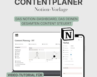 Notion Planung | Content Kalender für Social Media & Blog | Vorlage | Digitaler Download – DEUTSCH