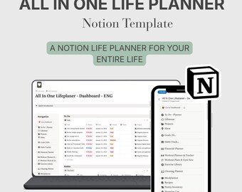 Notion Life Planner | All-in-One Template - Digital Download - ENGLISCH