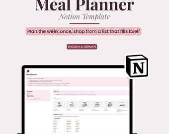Notion Meal Planner Template | Weekly Menu, Recipes, Grocery List (Digital Download)