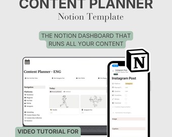 Notion Planung | Content Kalender für Social Media & Blog | Vorlage | Digitaler Download – ENGLISCH