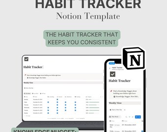 Notion Gewohnheitstracker | Minimaler Routine-Planer | Vorlage | Digitaler Download – ENGLISCH