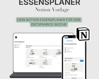 Notion Essensplaner | Mealplanner mit Wochenplan, Rezeptesammlung, Einkaufsliste & Vorratsübersicht | Digitaler Download – DEUTSCH