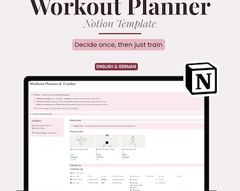 Notion Workout Planner | Training Log, Workout Plans & Exercise Library | English and German | Download