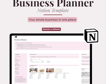 Notion Business Planner | Small Business HQ for Offers, Clients, Marketing & Finances | English und German