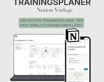 Notion Trainingsplaner | Workout Planner mit Trainingszielen, Trainingstagebuch & Übungsbibliothek | Digitaler Download – DEUTSCH