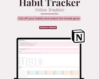 Notion Habit Tracker Template | Daily Routines, Streaks, Weekly Progress | English & German | Digital Download