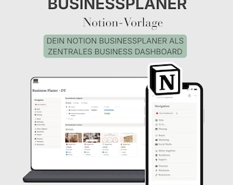 Notion Business Planer Vorlage | Business Hub für Selbstständige | Ziele, To-Dos, Marketing & Finanzen - DEUTSCHE VORLAGE