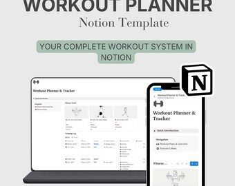 Notion Trainingsplaner | Workout Planner mit Trainingszielen, Trainingstagebuch & Übungsbibliothek | Digitaler Download – ENGLISCH