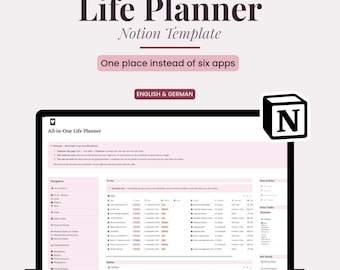 All-in-One Notion Life Planner | Tasks, Goals, Finances, Meals (English & German)