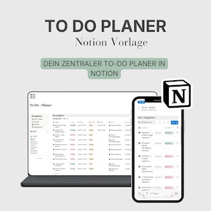 Notion To-Do-Planer | Aufgaben-Datenbank mit Bereichen, Projekten, Ideenspeicher & Statistik | Digitaler Download – DEUTSCH
