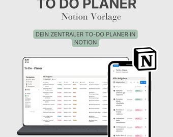 Notion To-Do-Planer | Aufgaben-Datenbank mit Bereichen, Projekten, Ideenspeicher & Statistik | Digitaler Download – DEUTSCH