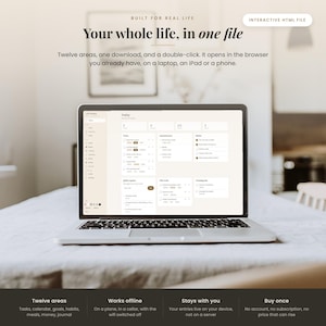 Digital Life Planner | All in One Interactive Planner App | Tasks, Calendar, Meals, Money, Habits | Offline, No Subscription | EN + DE