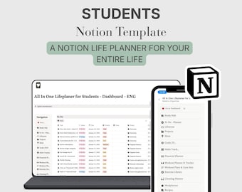 Notion Life Planner All in One | Student Edition | Für Studierende   – ENGLISCH