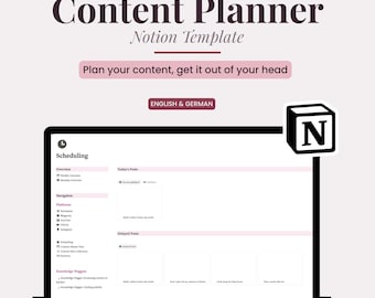 Notion Content Planner | Social Media & Blog Calendar | Instagram, TikTok, YouTube | English and German