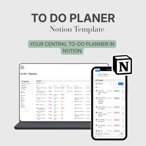 Notion To-Do-Planer | Aufgaben-Datenbank mit Bereichen, Projekten, Ideenspeicher & Statistik | Digitaler Download – ENGLISCH