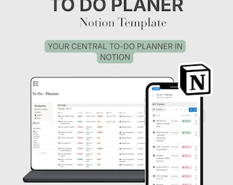 Notion To-Do-Planer | Aufgaben-Datenbank mit Bereichen, Projekten, Ideenspeicher & Statistik | Digitaler Download – ENGLISCH
