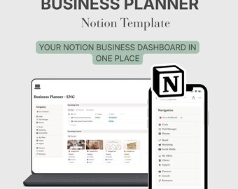 Notion Business Planer Vorlage | Business Hub für Selbstständige | Ziele, To-Dos, Marketing & Finanzen - ENGLISCHE VORLAGE